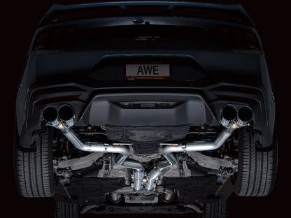 AWE Tuning AWE 2024 Ford Mustang GT Fastback S650 RWD Track Edition Catback Exhaust w/ Quad Chrome Silver Tips 3020-42650 3020-42650 Photo - Mounted