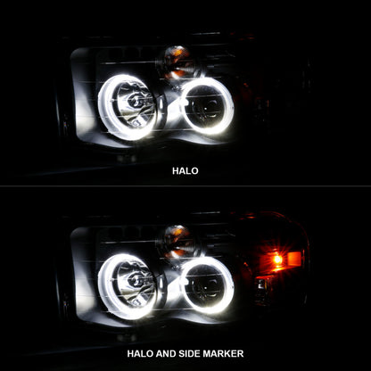 ANZO 2002-2005 Dodge Ram 1500 Projector Headlights w/ Halo Black Clear Amber 111490 111490 Photo - Unmounted