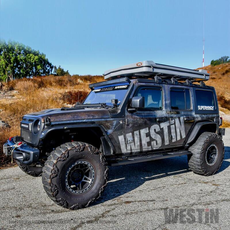 Westin 18-22 Jeep Wrangler JLU 4dr R5 Nerf Step Bars - Tex. Blk 28-51315 28-51315 Photo - Mounted