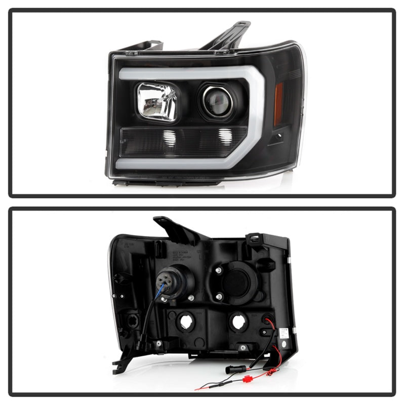 Spyder 07-13 GMC Sierra 1500-3500 Ver 2 Proj Headlights - DRL LED - All Blk PRO-YD-GS07V2-LBDRL-BKV2 5086037 5086037 Photo - Unmounted