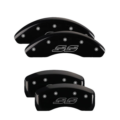 MGP 4 Caliper Covers Engraved Front & Rear Impala style/SS Black finish silver ch 14050SSS2BK 14050SSS2BK Photo - Primary