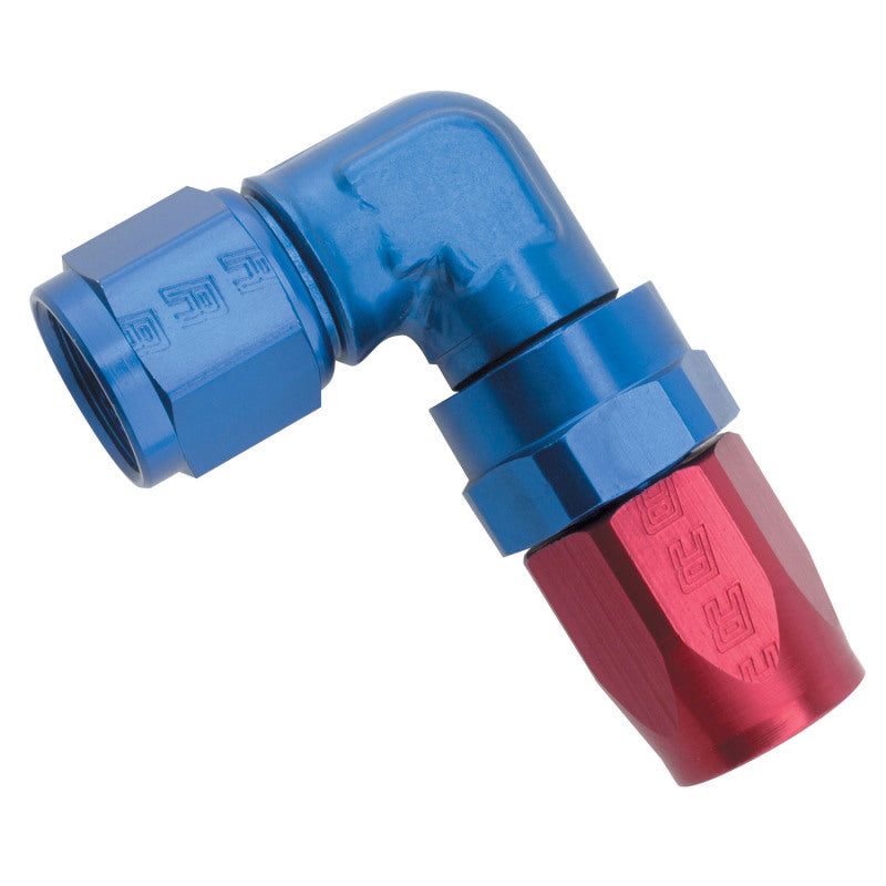 Russell #12 90° Forged Aluminum Swivel Hose End - Red / Blue 613670 Photo - Primary