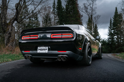 MBRP 15-Up Challenger 5.7 / 17-Up 6.2L/6.4L 3in Race Series Cat-Back w/ Quad Tips T304 Exhaust S71143CF S71143CF Photo - lifestyle view
