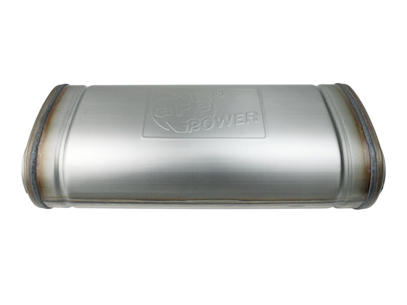aFe MACH Force-Xp 409 SS Muffler 3in Dual Inlet/Dual Outlet 5in H x 8in W x 18in L - Oval Body 49M00055 49M00055 Photo - Unmounted