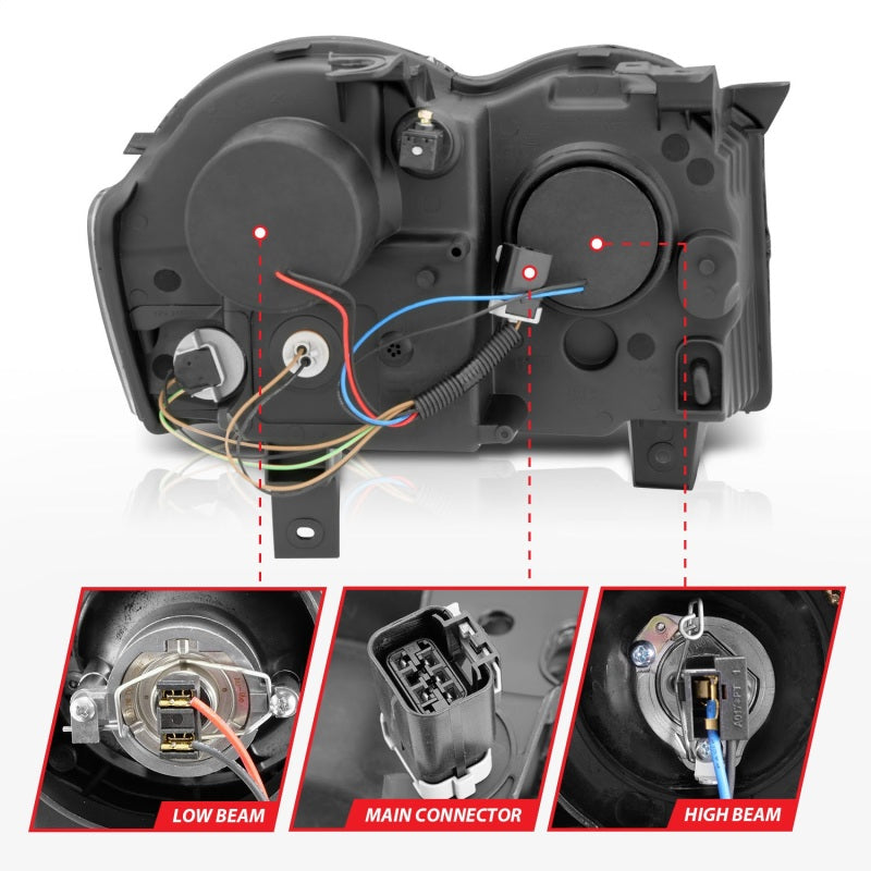 Anzo 2008-2010 Jeep Grand Cherokee Projector Headlights w/ Halo Black CCFL 111213 Photo - Unmounted