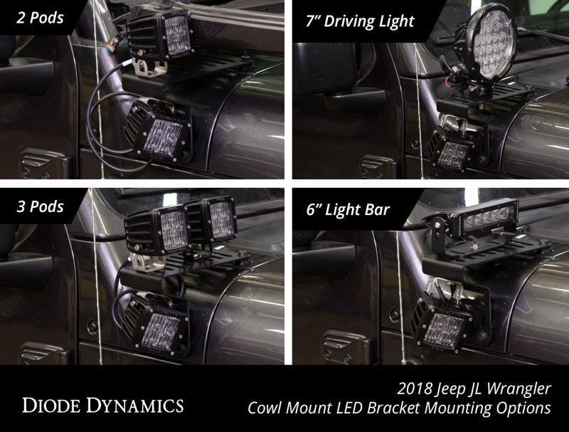 Diode Dynamics 18-21 Jeep JL Wrangler/Gladiator SS6 Cowl LED Bracket Kit - Amber Flood DD6095 DD6095 User 7