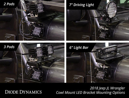 Diode Dynamics 18-21 Jeep JL Wrangler/Gladiator SS6 Cowl LED Bracket Kit - Amber Flood DD6095 DD6095 User 7