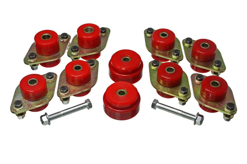 Energy Suspension 18-20 Jeep Wrangler JL Body Mount Set With Hardware - Red 2.4114R 2.4114R Photo - Unmounted