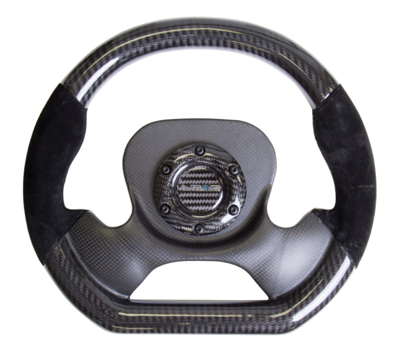 NRG Carbon Fiber Steering Wheel (320mm) CF Center Plate & Two-Tone Carbon w/Suede Trim Handles ST-X10CF-S ST-X10CF-S Photo - Primary
