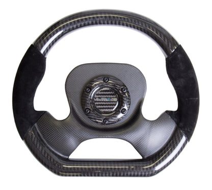 NRG Carbon Fiber Steering Wheel (320mm) CF Center Plate & Two-Tone Carbon w/Suede Trim Handles ST-X10CF-S ST-X10CF-S Photo - Primary