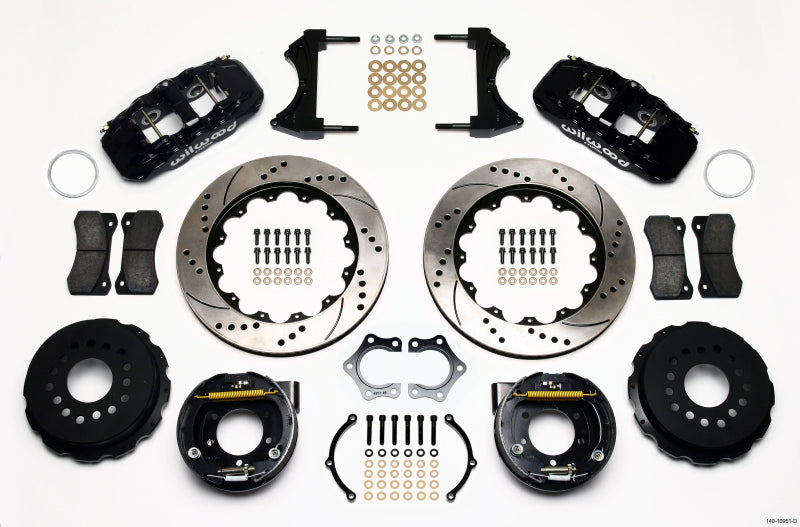 Wilwood AERO4 Rear P-Brake Kit 14.00in Drilled Mopar/Dana 2.36in Off w/Snap Ring Brng 140-10951-D 140-10951-D Photo - Primary