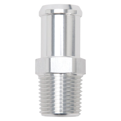 Edelbrock Hose End, Fitting -Straight, 1/2" NPT to 3/4" Barb, Clear Anodize 8184 Photo - Primary