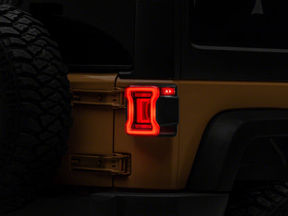 Raxiom 07-18 Jeep Wrangler JK Axial Series JL Style LED Tail Lights- BlkHousing- Red Lens J164242 J164242 Photo - Primary