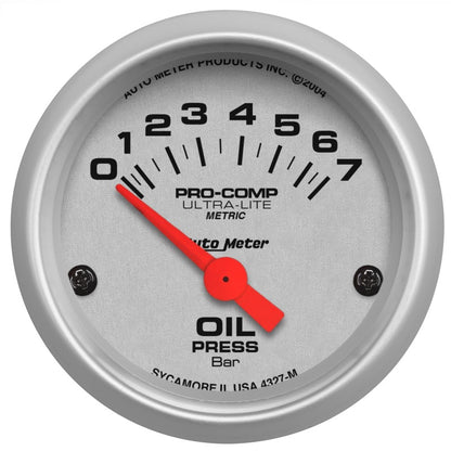 Autometer Ultra-Lite 52mm 0-7 Bar Electronic Oil Pressure Gauge 4327-M 4327-M Photo - Primary