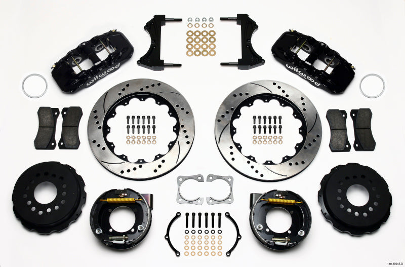 Wilwood AERO4 Rear P-Brake Kit 14.00in Drilled Chevy 12 Bolt-Spec 3.15in Brng 140-10945-D 140-10945-D Photo - Primary
