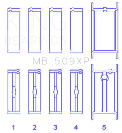 King Engine Bearings King Chevrolet 400 V8 (Size +0.001) Main Bearing Set MB509XP001 MB509XP001 Photo - Primary