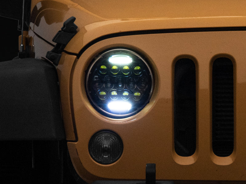 Raxiom 97-18 Jeep Wrangler TJ/JK Axial Series 13-LED Headlights- Black Housing (Clear Lens) J150093 J150093 Photo - Close Up