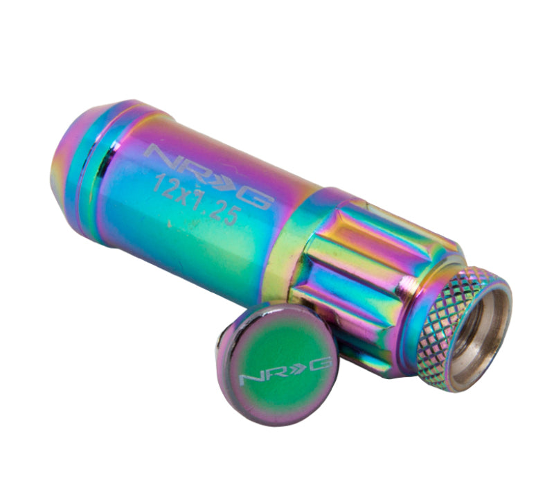 NRG M12 X 1.25 Steal Lug Nut W/ Dust Cap Cover Set 21 Pc Neochrome W/ Lock LN-LS710MC-21 Photo - Primary