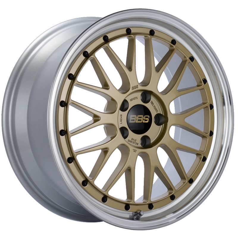 BBS LM 19x8.5 5x112 ET48 Gold Center Diamond Cut Lip Wheel -82mm PFS/Clip Required LM249GPK LM249GPK Photo - Primary