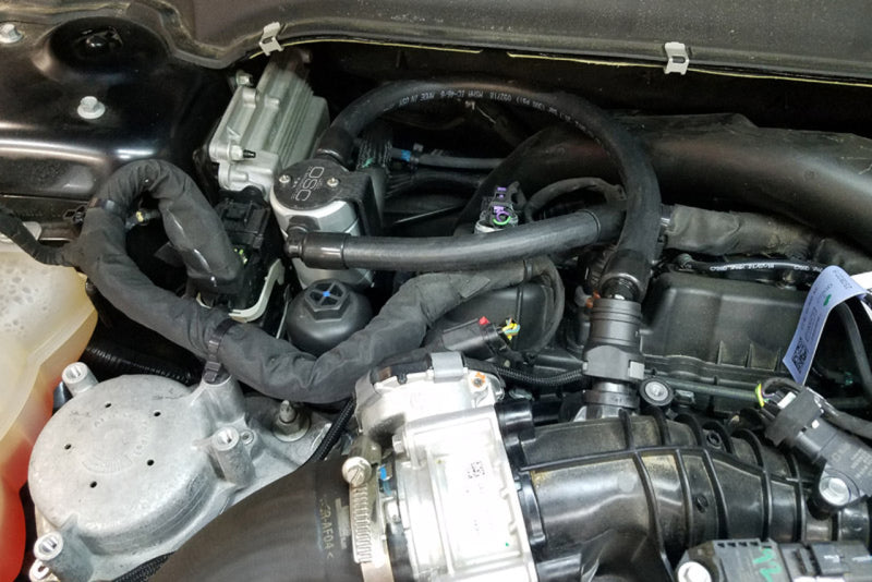 J&L 17-19 Ford Fusion Sport 2.7L Passenger Side Oil Separator 3.0 - Clear Anodized 3034P-C 3034P-C Photo - Mounted