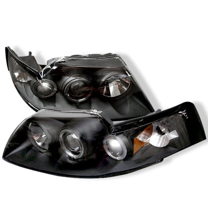Spyder Ford Mustang 99-04 Projector Headlights LED Halo Black High H1 Low H1 PRO-YD-FM99-1PC-AM-BK 5010445 5010445 Photo - Primary