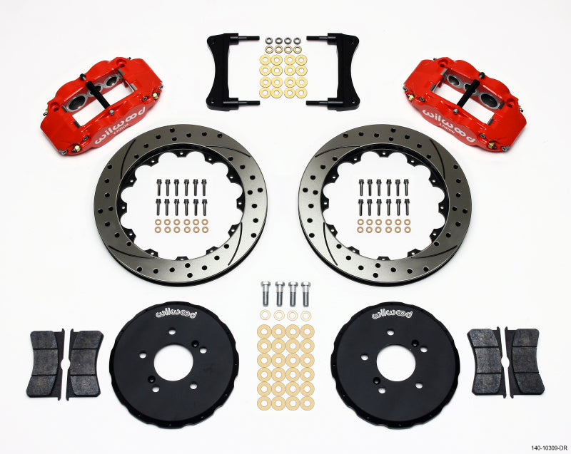 Wilwood FNSL6R Front Hat Kit, 12.88", Drill, Red, Honda S2000 140-10309-DR Photo - Primary