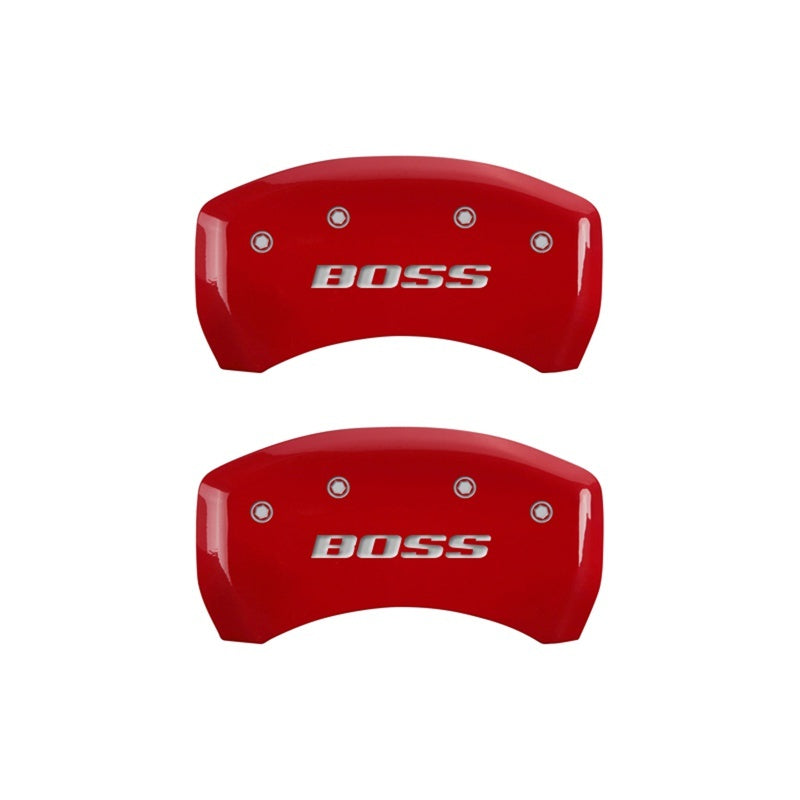 MGP Rear set 2 Caliper Covers Engraved Rear Boss Red finish silver ch 10010RBSSRD 10010RBSSRD Photo - Primary
