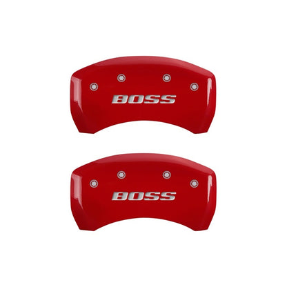 MGP Rear set 2 Caliper Covers Engraved Rear Boss Red finish silver ch 10010RBSSRD 10010RBSSRD Photo - Primary