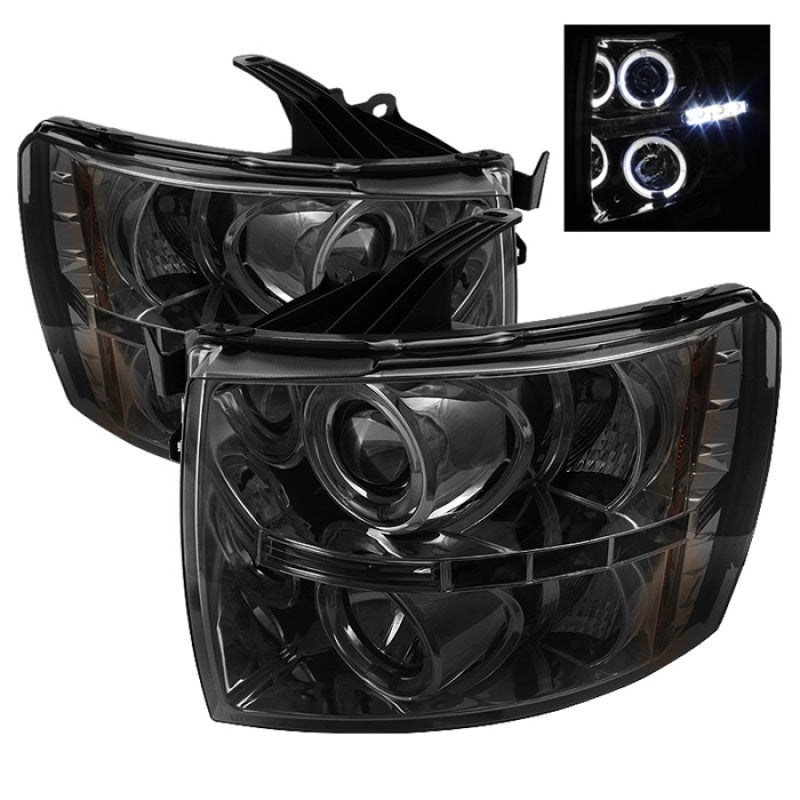 Spyder Chevy Silverado 1500 07-13 Projector Headlights LED Halo LED Smke PRO-YD-CS07-HL-SM 5009517 5009517 Photo - Primary