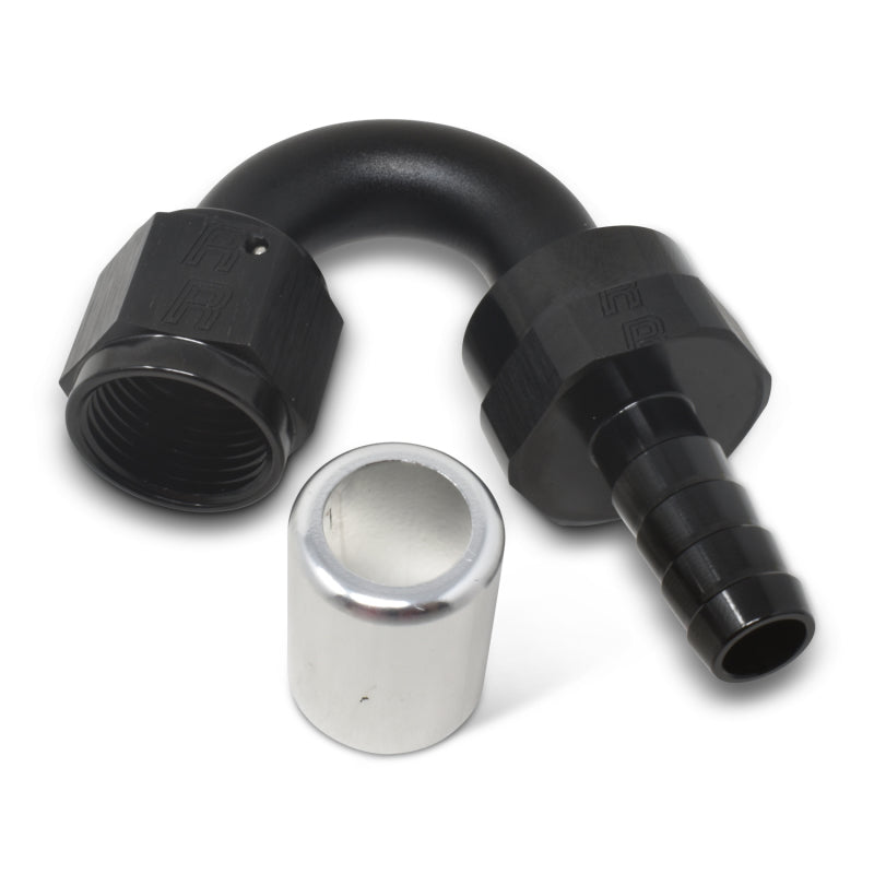 Russell Hose End #6 Crimp On Swivel 150 Degree Black & Clr 610503 Photo - out of package