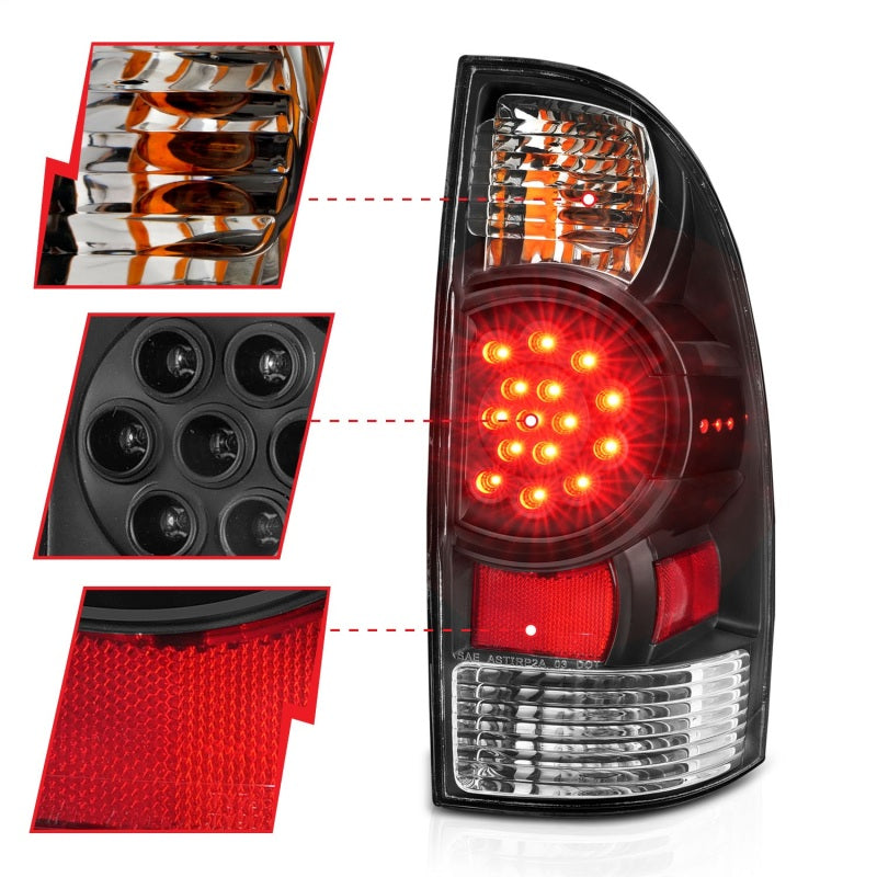 Anzo 2005-2015 Toyota Tacoma LED Taillights Black 311042 Photo - Unmounted
