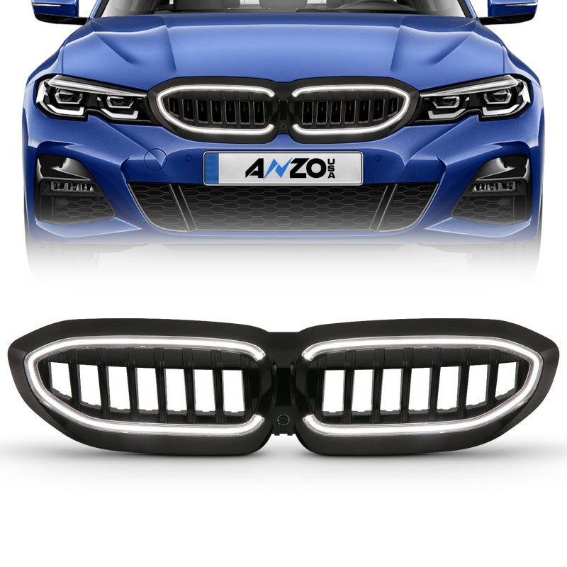 ANZO 19-22 BMW 3 Series Black Housing Full LED Front Grille w/ Initiation & Running Light 901027 901027 Photo - Primary