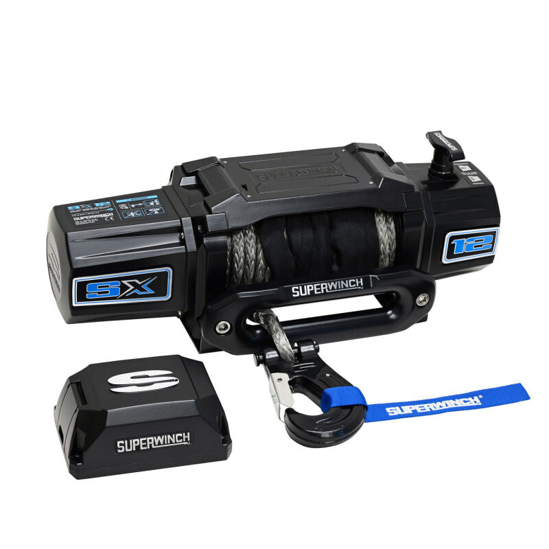 Superwinch 12000 LBS 12V DC 3/8in x 80ft Synthetic Rope SX12SR Winch - Semi Gloss Black 1712204 1712204 Photo - Close Up