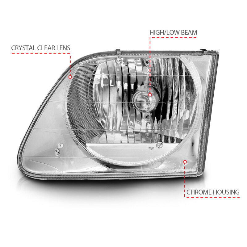 Anzo 1997-2003 Ford F-150 Crystal Headlights Chrome 111030 User 4