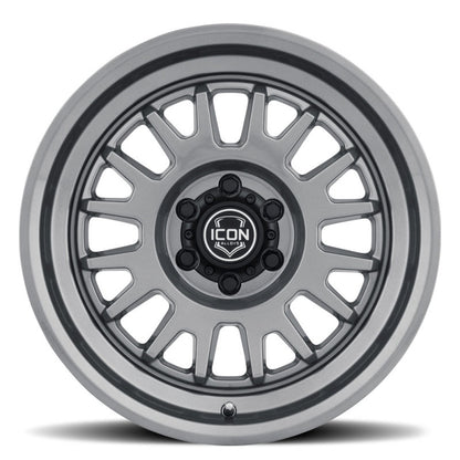 ICON Anza 17x8.5 5x5 -6mm Offset 4.5in BS 71.5mm Hub Bore Gun Metal Wheel 8217857345GM 8217857345GM Photo - Unmounted