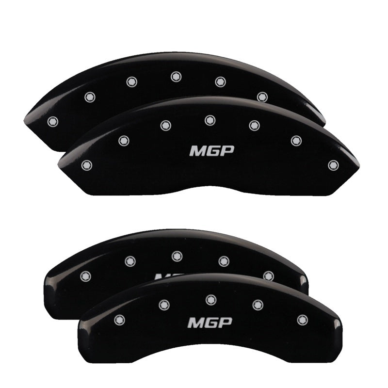 MGP 4 Caliper Covers Engraved Front & Rear MGP Black finish silver ch 15217SMGPBK 15217SMGPBK Photo - Primary