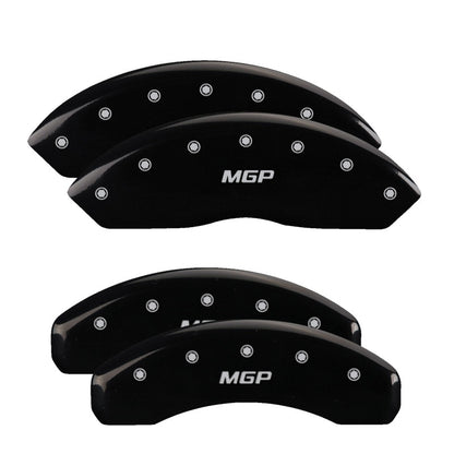 MGP 4 Caliper Covers Engraved Front & Rear MGP Black finish silver ch 15217SMGPBK 15217SMGPBK Photo - Primary