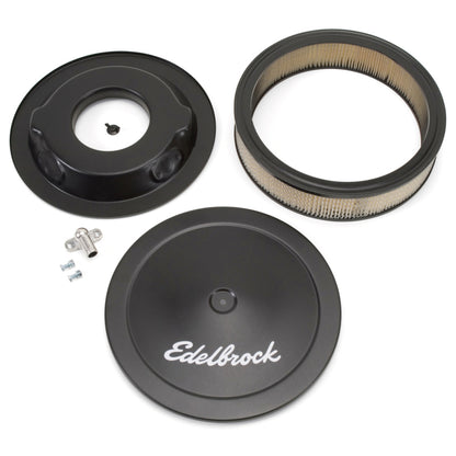 Edelbrock Air Cleaner, Pro-Flo Series, Round, Steel Top, Paper Element, 14" Dia. 1223 Photo - out of package