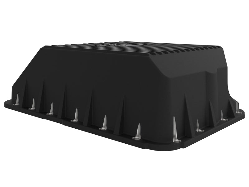 aFe Transmission Pan, Black w/ Machined Fins: Ford Diesel Trucks 94-10 V8- 46-70122-1 Photo - Unmounted