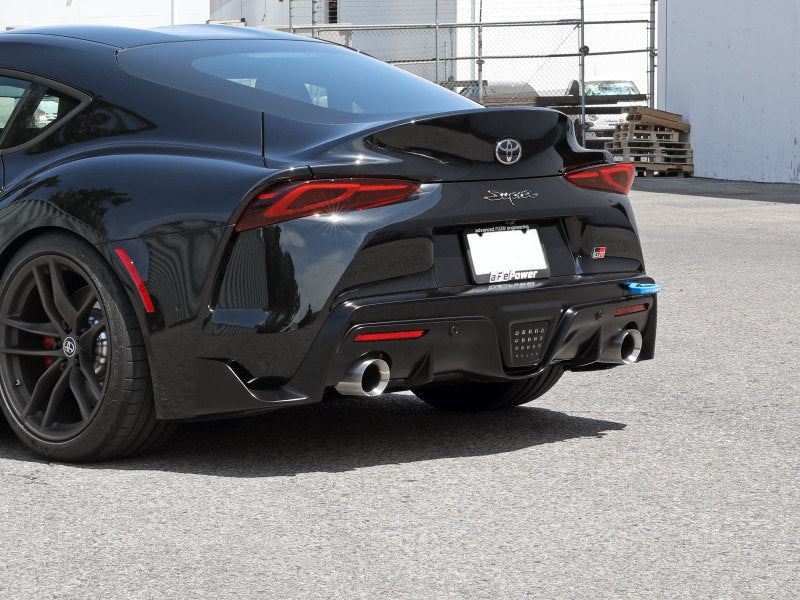 aFe Control Rear Tow Hook Blue 20-21 Toyota GR Supra (A90) 450-721002-L 450-721002-L Photo - Mounted