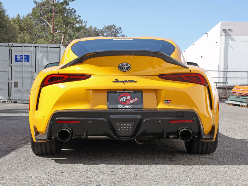 aFe POWER Takeda 2021 Toyota Supra 2.0L (t) 2.5in-3in 304 SS CB Exhaust w/ Polished Tips 49-36050-P 49-36050-P Photo - Mounted