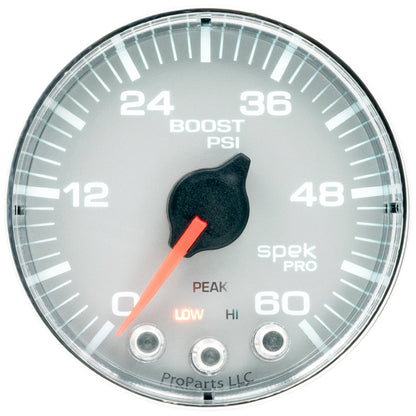Autometer Spek-Pro Gauge Boost 2 1/16in 60psi Stepper Motor W/Peak & Warn Slvr/Chrm P304218 P304218 User 2