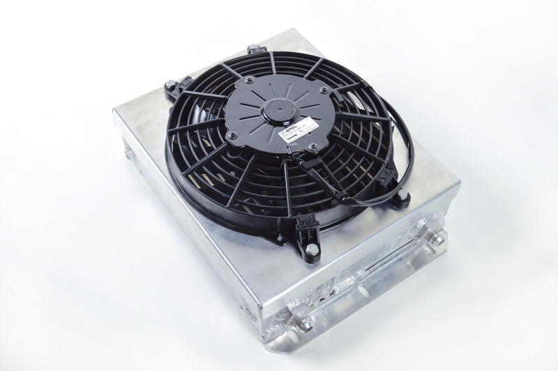 CSF Dual Fluid Bar & Plate HD Oil Cooler w/9in SPAL Fan (1/3 & 2/3 Partition) - 13.8in L x 10in H 8026 8026 Photo - out of package