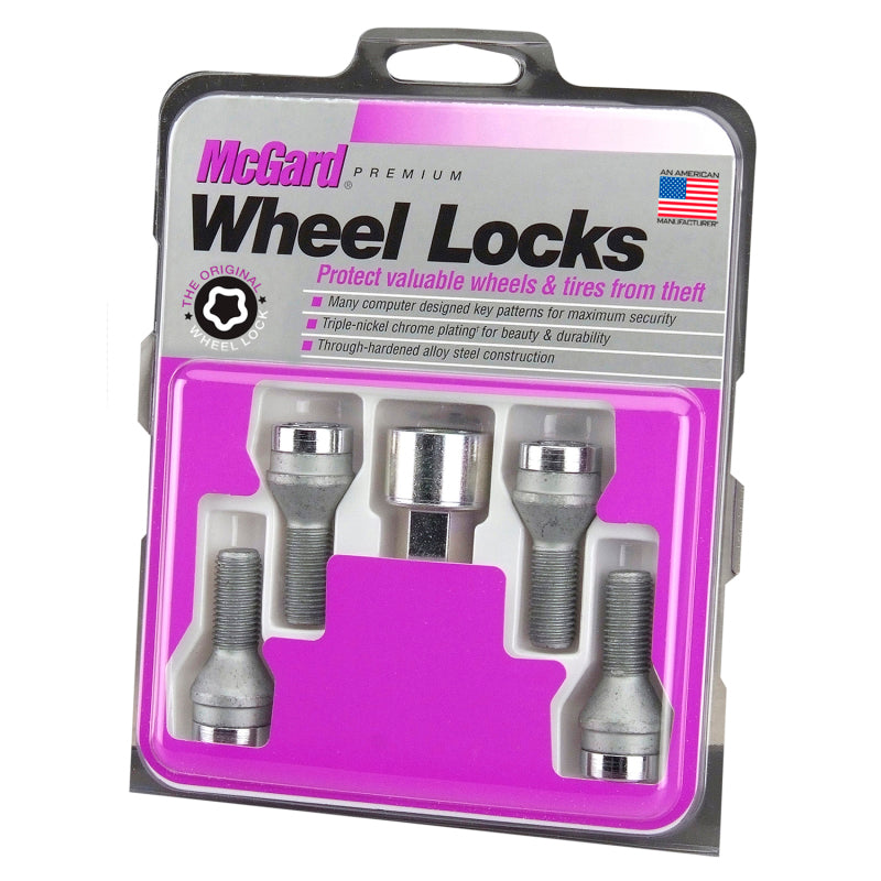 McGard Wheel Lock Bolt Set - 4pk. (Cone Seat) M12X1.75 / 19mm Hex / 28.9mm Shank Length - Chrome 27186 27186 Photo - in package