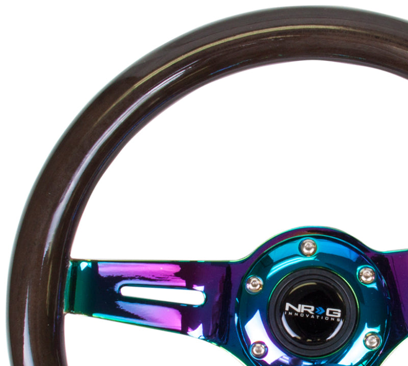 NRG Classic Black Wood Grain Wheel, 310mm, 3 Spoke Center in Neochrome ST-310BK-MC Photo - Primary