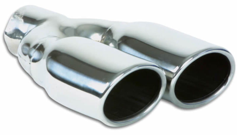Vibrant Dual 3.25" x 2.75" Oval Stainless Steel Tips (Single Wall, Angle Cut) 1335 Photo - Primary
