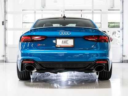 AWE Tuning Audi B9.5 RS 5 Coupe Non-Resonated Touring Edition Exhaust - RS-Style Diamond Black Tips 3015-33123 3015-33123 Photo - Mounted