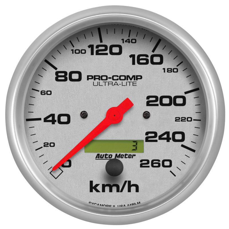 Autometer Gauge, Speedometer, 5", 260Km/H, Elec. Prog. W/ Lcd Odo, Ultra-Lite 4489-M Photo - Primary