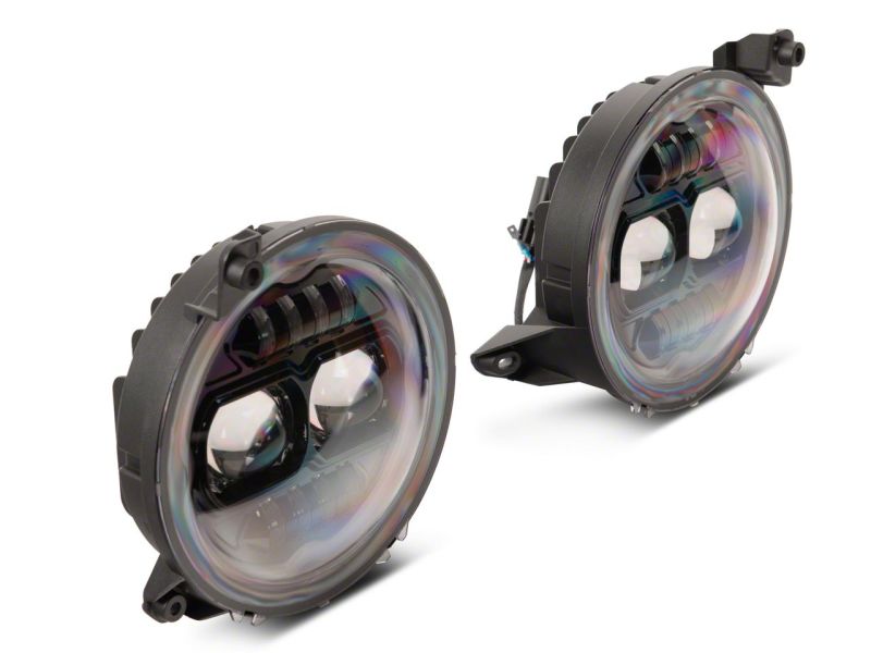 Raxiom 18-23 Jeep Wrangler JL Axial Series 9-In Angel Eye LED Headlights- Blk Housing (Clear Lens) J171705 J171705 Photo - Close Up