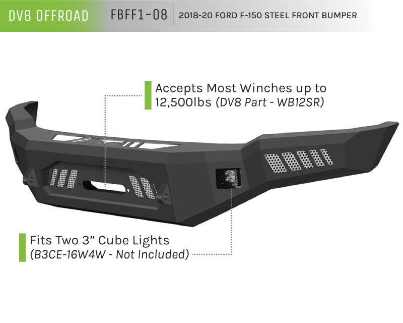 DV8 Offroad 2018+ Ford F-150 Front Bumper w/ Light Holes FBFF1-08 FBFF1-08 Product Brochure - a specific brochure describing a Product